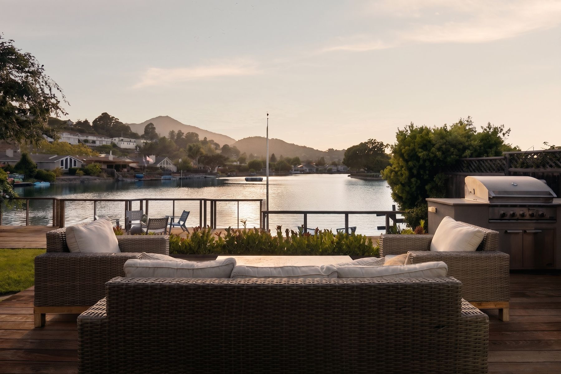 View across the lagoon to Mt. Tamalpais from the deck at 46 Birch